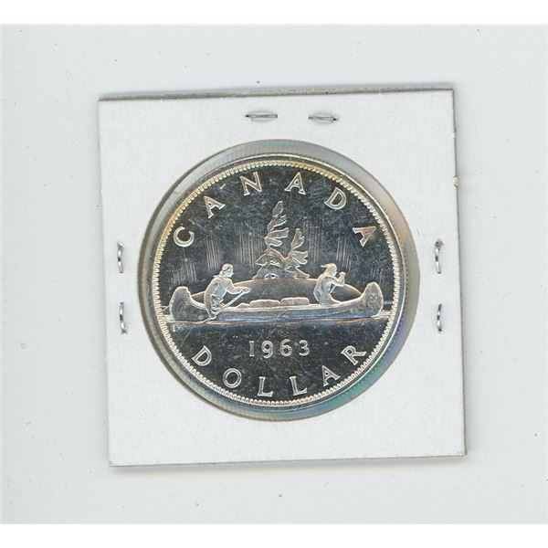 1963 Silver Dollar. Proof Like-65 with Cameo. Bright White. Nice.