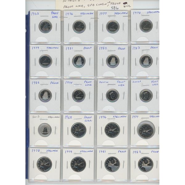 Lot of 20 different Canadian Collector 10 Cents & 25 Cents. 10 Cents include 1968, 1976, 1977, 1978,