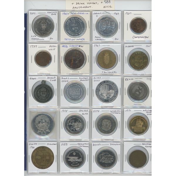 Lot of 20 Trade Dollars, Medals & Tokens including Kentucky Fried Chicken, A & W Drive-In, Apollo Mo