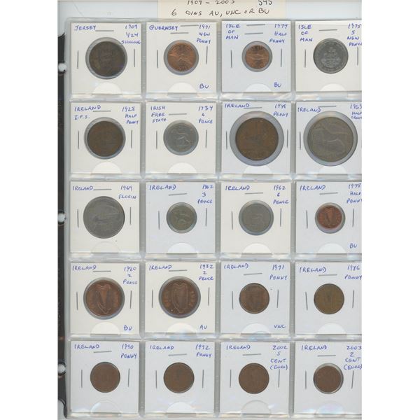 Lot of 20 coins from Jersey (including 1909 1/24 shilling), Guernsey, Isle of Man, Irish Free State 