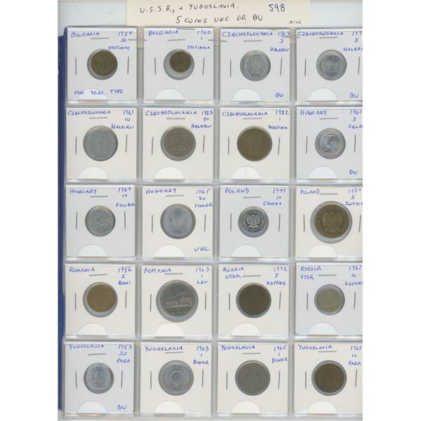 Lot of 20 different Eastern European coins from Bulgaria (including 1937 50 stotinki), Czechoslovaki