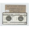 Image 1 : Lot of 2 different 1955 Canadian Nickel 5 cents. Includes Closed Last 5 in date and Open Last 5 in d
