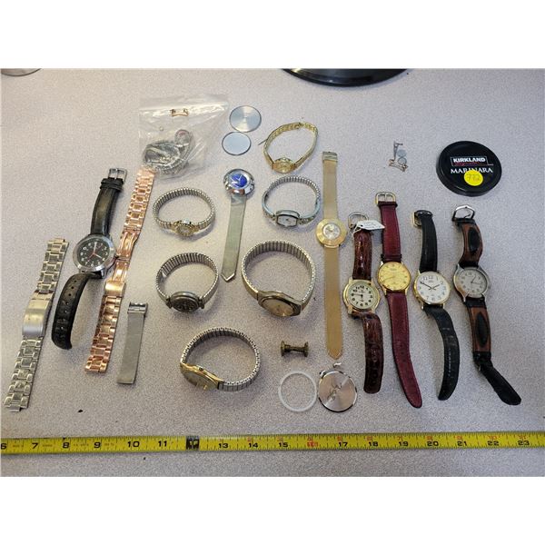 Jar of watches - various makes & descriptions