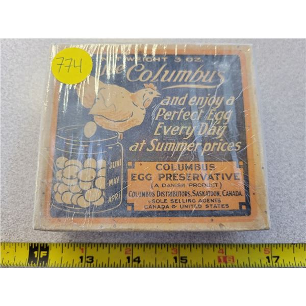 Box of Columbus egg preservative