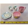 Image 1 : Cute trinket lot - Delft porcelain shoes, Old Foley cream & sugar, Hinode Japan miniplate
