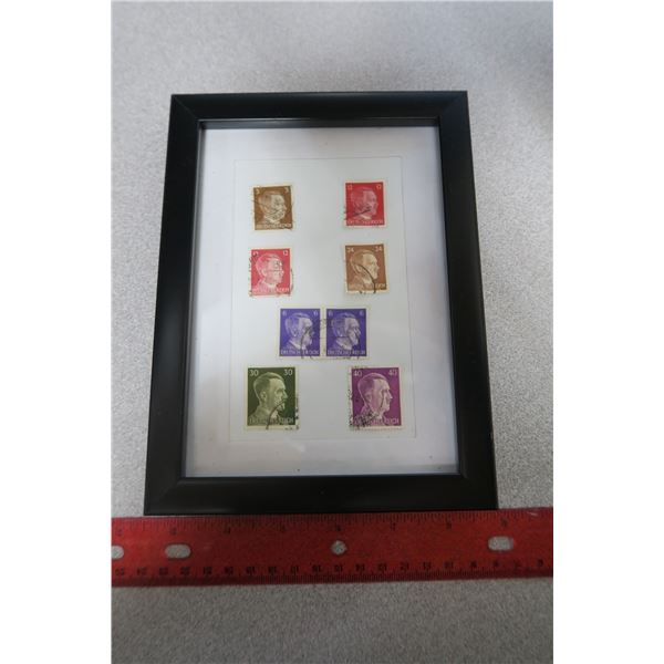 WWII Hitler postage stamps - framed
