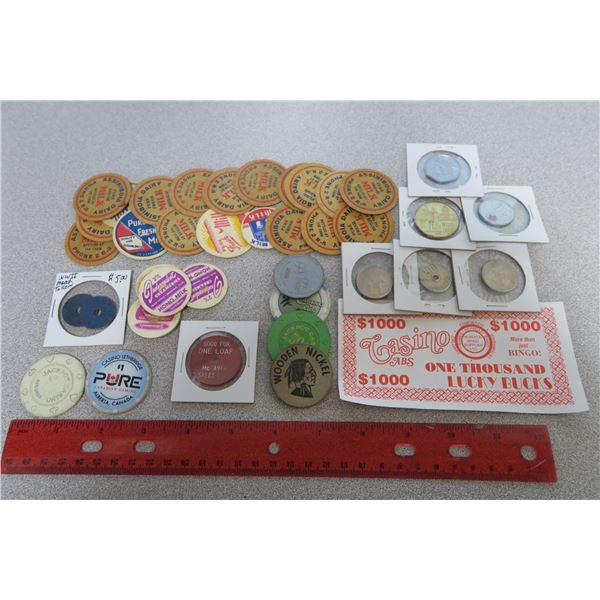 Misc. tokens, milk caps & coins