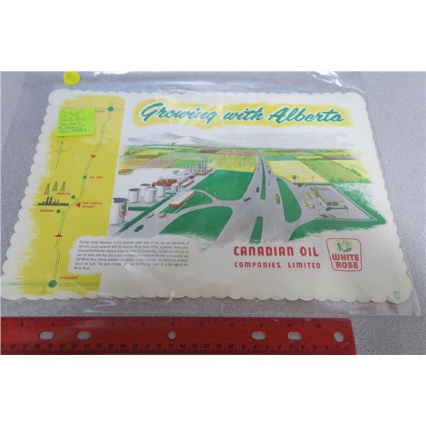 2 (Two) 1960's White Rose gas & oil restaurant place mats
