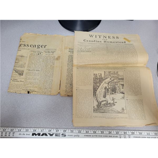 Old Canadian newspapers 1928, 1936, 1942, Prairie Messenger & others