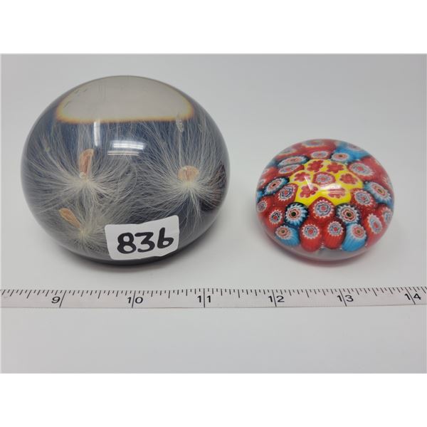 Milkweed expelling seeds Canadian made paperweight & millefori