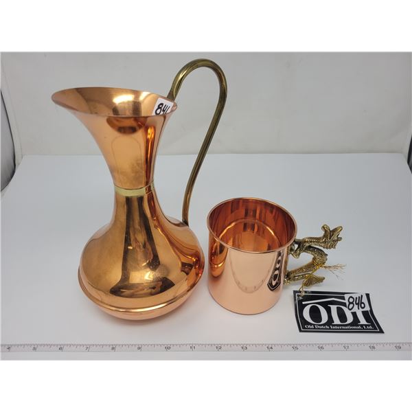 2 solid copper pieces (Mug & pitcher)