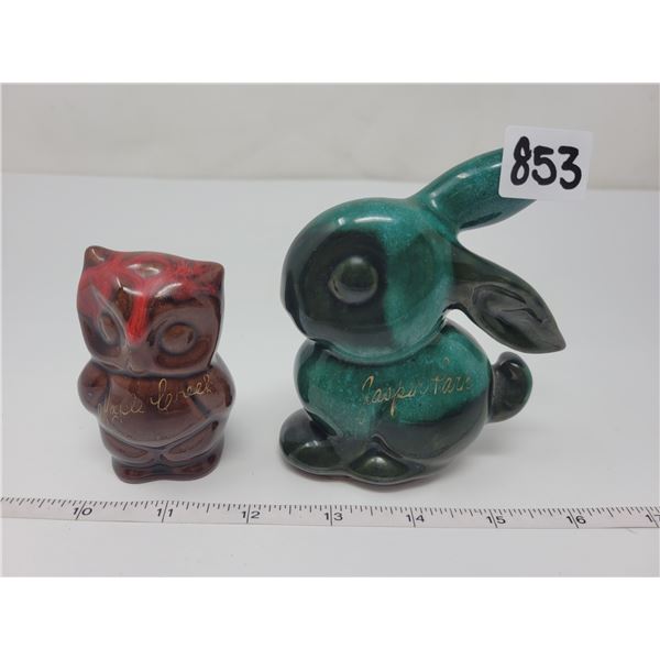 Blue Mountain bunny & Mcmaster pottery owl