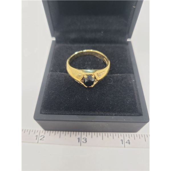 10K Gold electro plated garnet men's ring - size 13