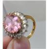Image 4 : 14k gold electro plated pink tourmaline ring approx. 5 karat - surrounded by 20 white Tourmaline - s