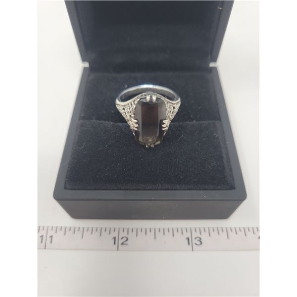 Chocolate Topaz ring - approx 3 karat - .925 filigree setting, size 9