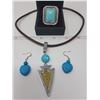 Image 1 : Howlite arrow necklace with leather cord, ring, earrings.