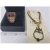 Image 1 : Brass & copper owl necklace, ring - size 6.5