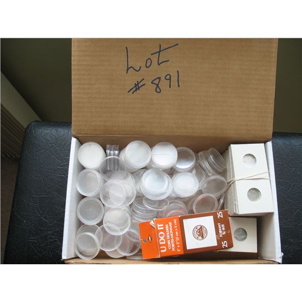 LOT of used COIN CAPSULES & new card board 2x2 folders - over 130 Capsules