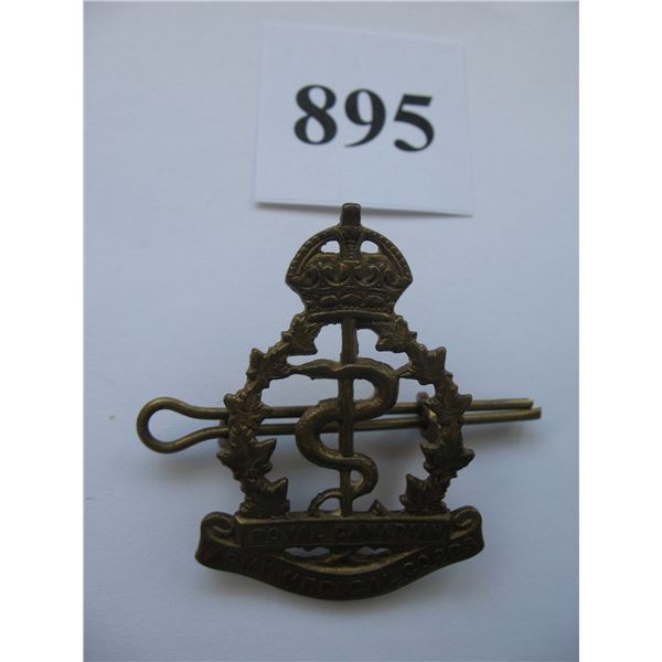 ROYAL CANADIAN ARMY MEDICAL CORP CAP BADGE - KINGS CROWN