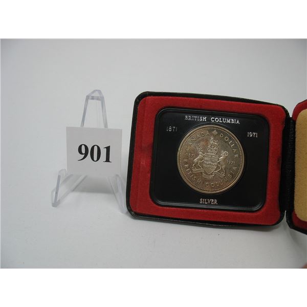 1971 CANADIAN CASED SILVER DOLLAR - British Columbia Centennial