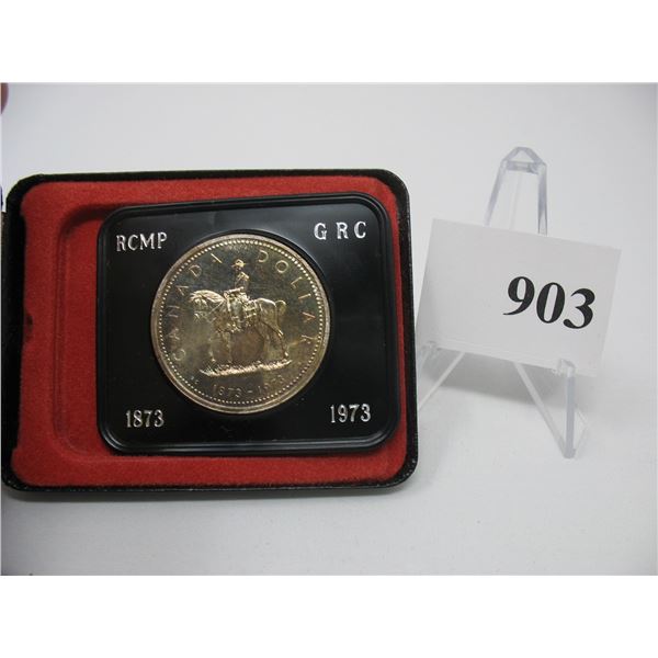 1973 CANADIAN CASED SILVER DOLLAR - R.C.M.P. Centennial