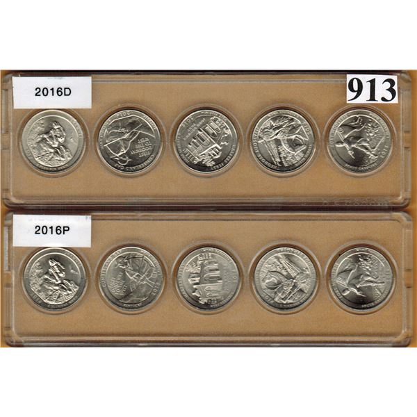 2016 UNITED STATES NATIONAL PARKS QUARTER SETS  - P & D MINT MARKS - Uncirculated