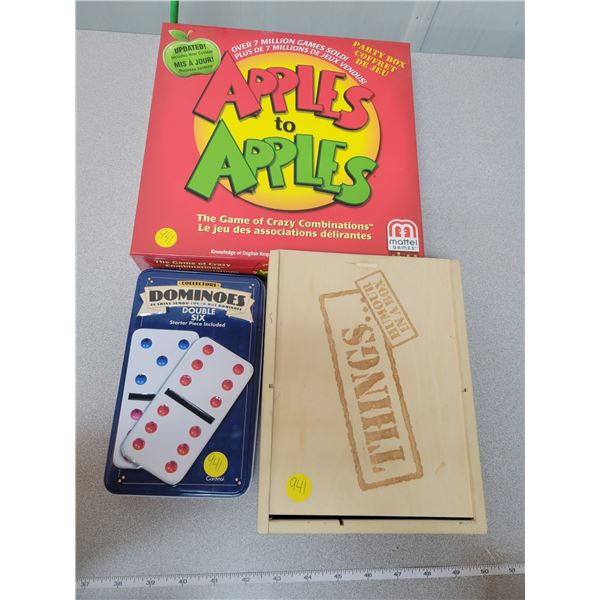 Game night lot - Dominoes, apples to apples & Things - Humor in a box