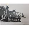 Image 2 : metal 'welcome' cutout sign ready to be made into a clock 36" length