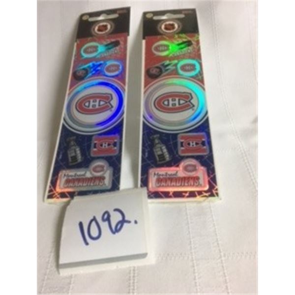1092-LOT OF 2 SHEETS NHL HOLOGRAPHIC STICKERS MONTREAL CANADIENS.  FACTORY SEALED