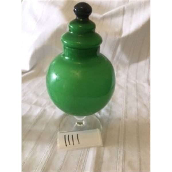 1111-VINTAGE BLOWN GLASS CANDY DISH 12IN TALL