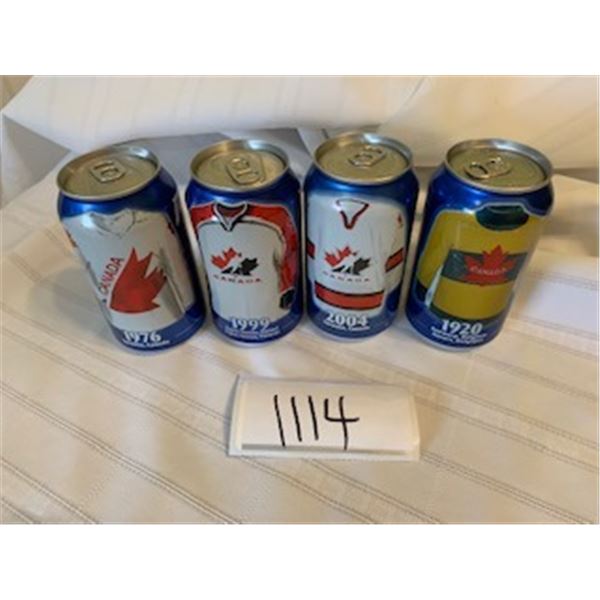 1114-LOT OF 4 PEPSI CAN   MINT FACTORY SEALED    COLLECTIBLES WCH04 NHL. 1976,1999,2004,1920