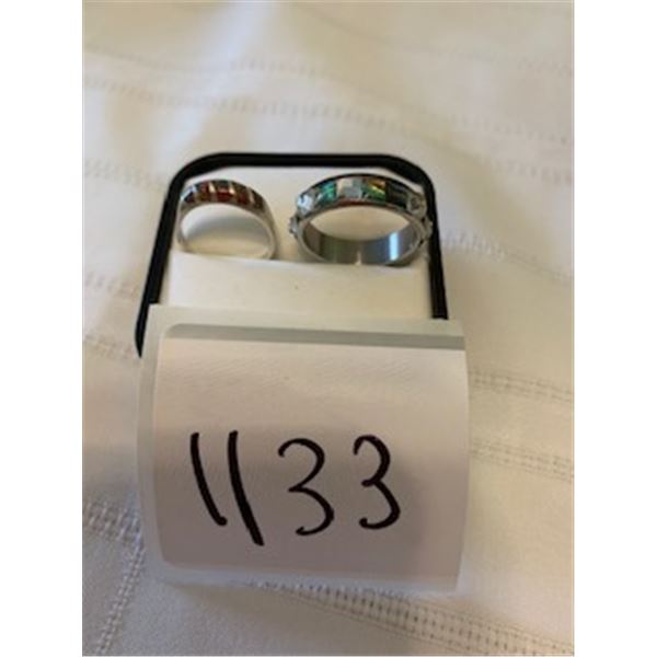 LOT OF 2   950 SILVER  MEXICO  OPAL AND RHINESTONE RINGS SIZE  7 AND SIZE 9.