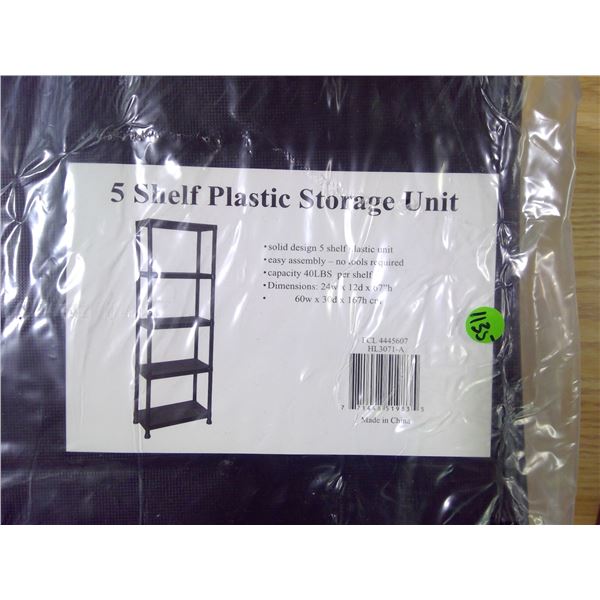 NEW 5 Shelf Plastic  - 67x24x12"
