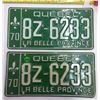 Image 1 : Pair 1970 Quebec Licence Plates