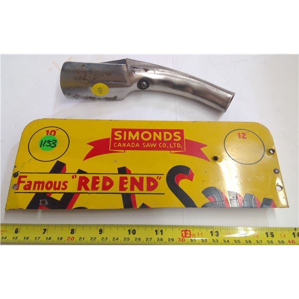 Tin Saw Blade Partial Sign & Oil Spout