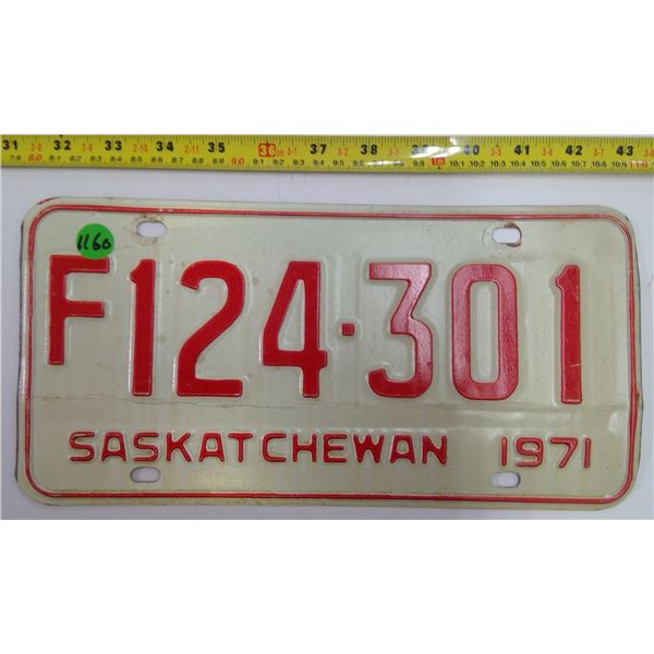 1971 Sask Licence Plate