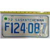 Image 1 : 1972 Sask Licence Plate