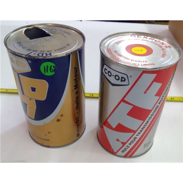 Co-Op ATF Full Quart Can & Empty Oil Quart Can