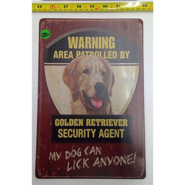 12 x9  Reproduction Signs - Warning - Golden Retriever