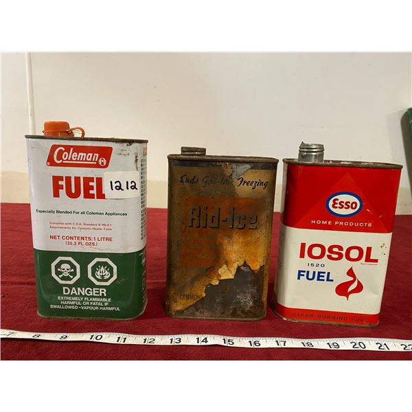 (3) Tins (Coleman) (Esso) (Rid-Ice Paper Label)