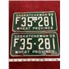 Image 1 : License Plate Set 1956 Saskatchewan