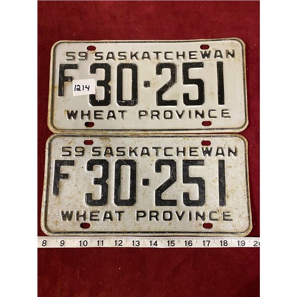 1959 License Plate Set Saskatchewan