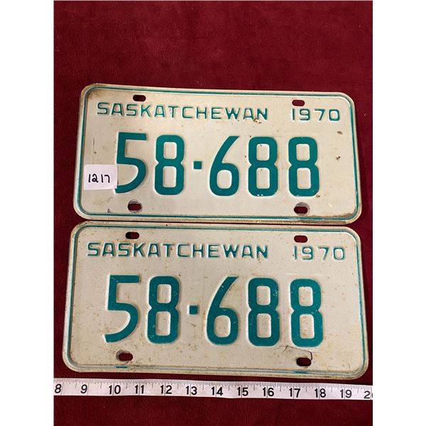 1970 License Plate Set Saskatchewan