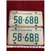 Image 1 : 1970 License Plate Set Saskatchewan