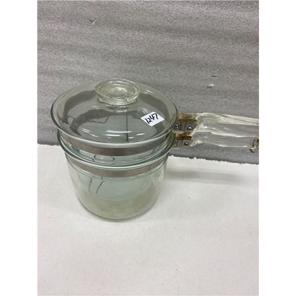 Pyrex glass double pot & lid