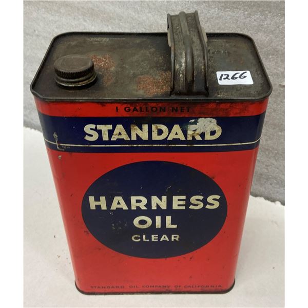Standard oil tin Harness oil, 1 gallon
