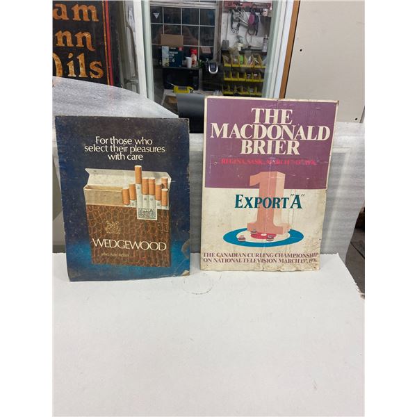 2 Cardboard tobacco advertising signs 17" X 23" - 16" X 21"