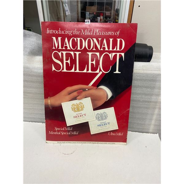2 Sided cardboard tobacco advertising sign - Macdonald select