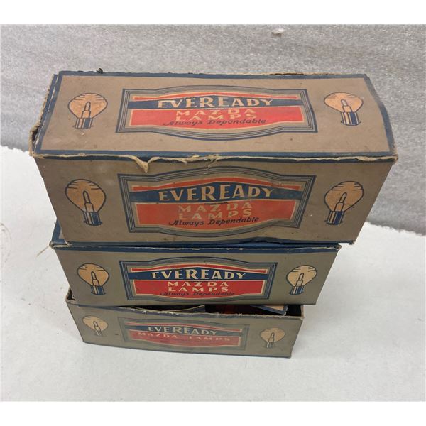 3 boxes Ever Ready Mazda light bulbs original boxes