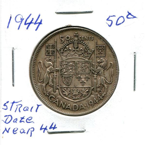 Silver 50 Cent Coin 1944 Straight Date Near 44